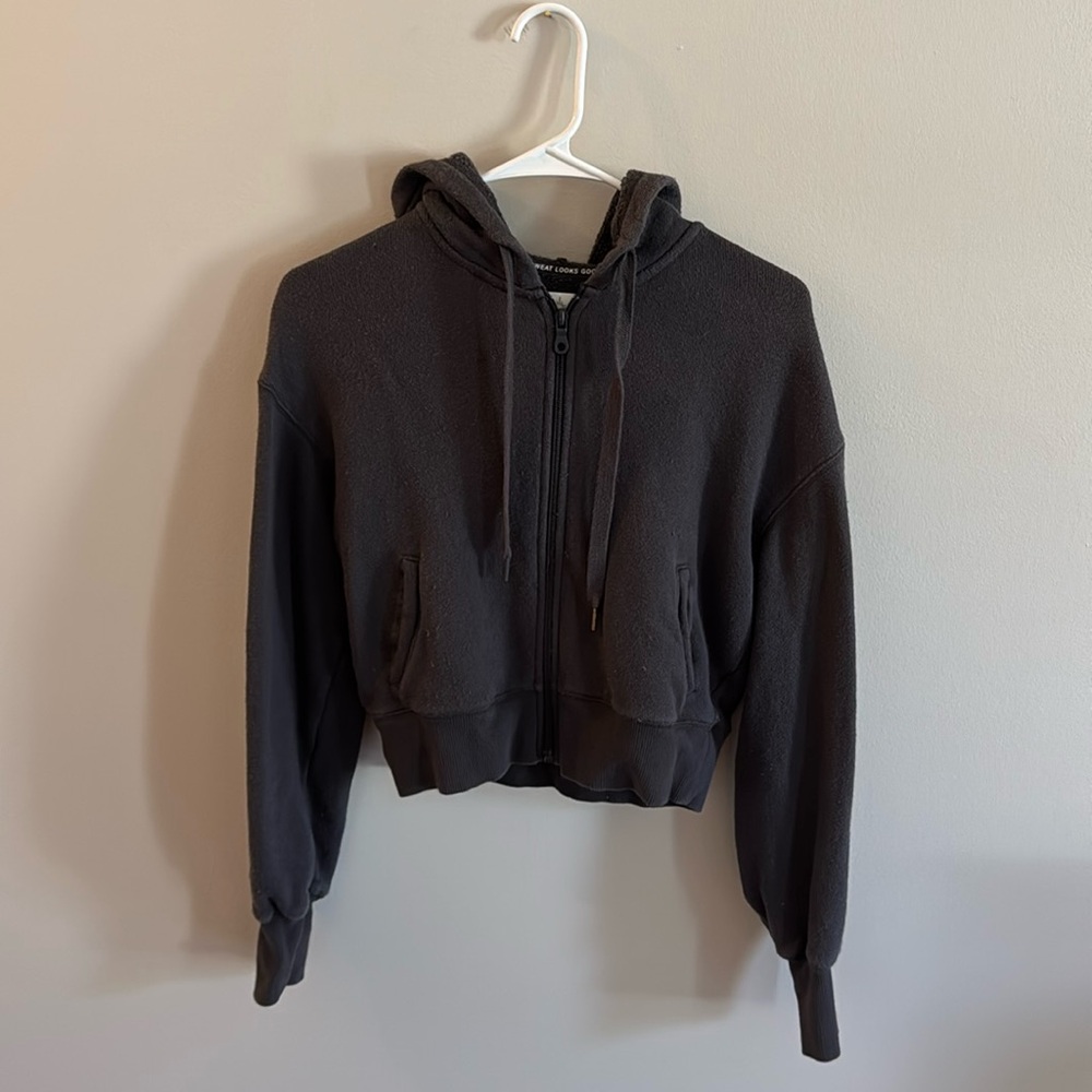 Aerie Cropped Full Zip Sweatshirt